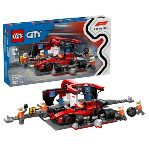 LEGO® City 60443 Boxă și mecai F1® cu mașină Ferrari