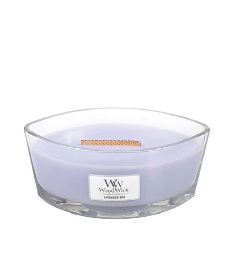 WoodWick Lavender Spa lumânare parfumată cu fitil de lemn 453,6 g