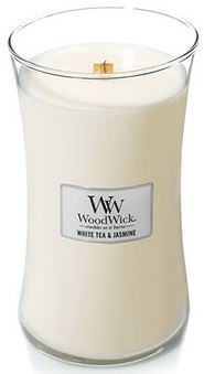 WoodWick White Tea & Jasmine lumânare parfumată cu fitil de lemn 609,5 g