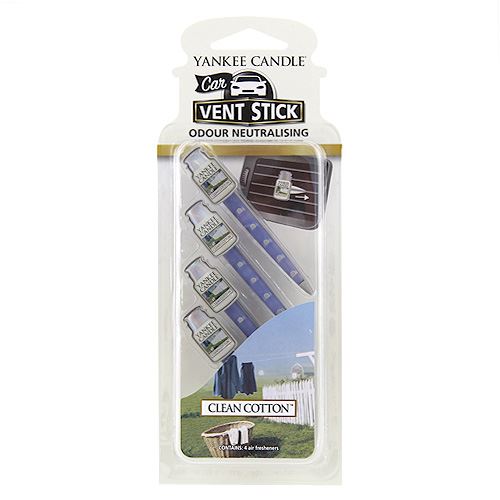 Yankee Candle Car Vent Sticks Clean Cotton cârlige parfumate 4 buc