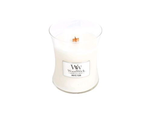 WoodWick White Teak lumânare parfumată cu fitil de lemn 275 g