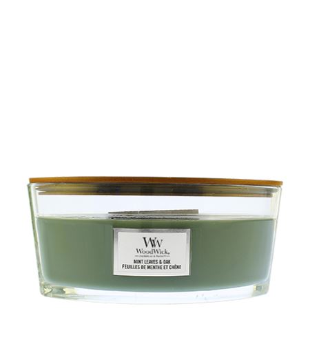 WoodWick Mint Leaves & Oak lumânare parfumată cu fitil de lemn 453,6 g