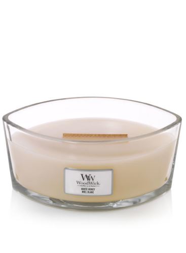WoodWick White Honey lumânare parfumată cu fitil de lemn 453,6 g