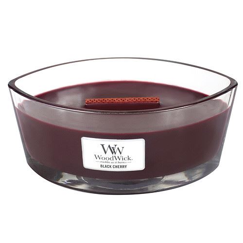 WoodWick Black Cherry lumânare parfumată cu fitil de lemn 453,6 g