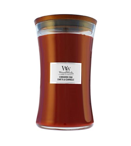 WoodWick Cinnamon Chai lumânare parfumată cu fitil de lemn 609,5 g