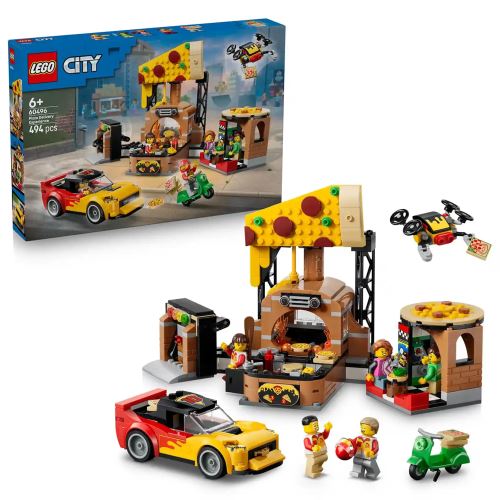 LEGO® City Experiența livrării de pizza cu vehicule 60496