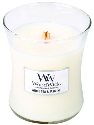 WoodWick White Tea & Jasmine lumânare parfumată cu fitil de lemn 275 g