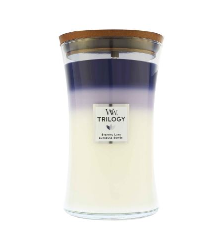WoodWick Trilogy Evening Luxe lumânare parfumată cu fitil de lemn 609 g