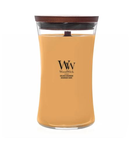 WoodWick Golden Bourbon lumânare parfumată cu fitil de lemn 609,5 g
