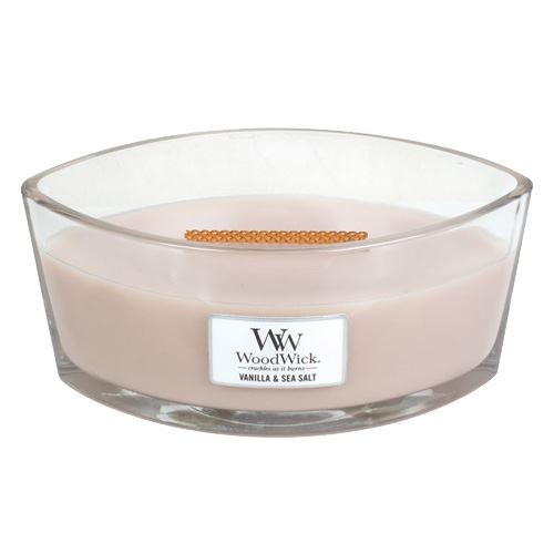 WoodWick Vanilla & Sea Salt lumânare parfumată cu fitil de lemn 453,6 g