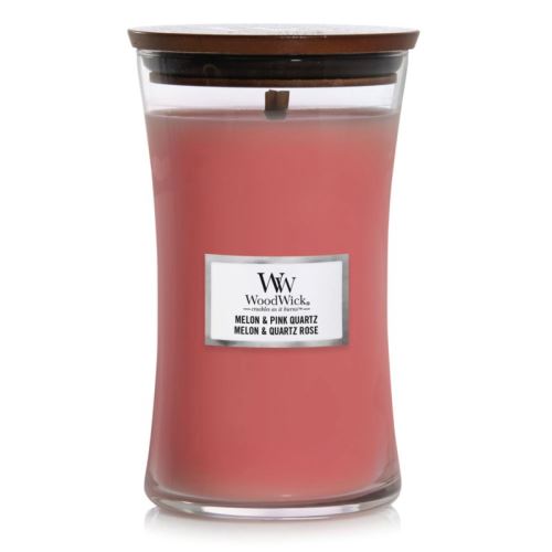 WoodWick Melon & Pink Quartz lumânare parfumată cu fitil de lemn 609,5 g
