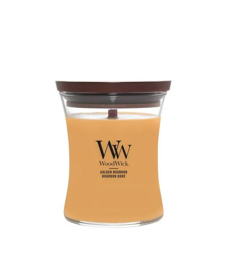 WoodWick Golden Bourbon lumânare parfumată cu fitil de lemn 275 g