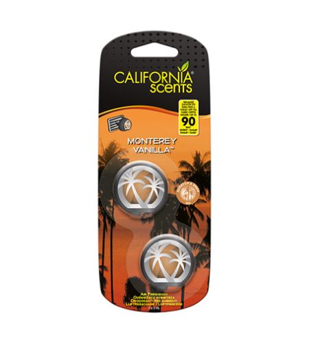California Scents Mini Diffuser Monterey Vanilla parfum în mașină 2 x 3 ml