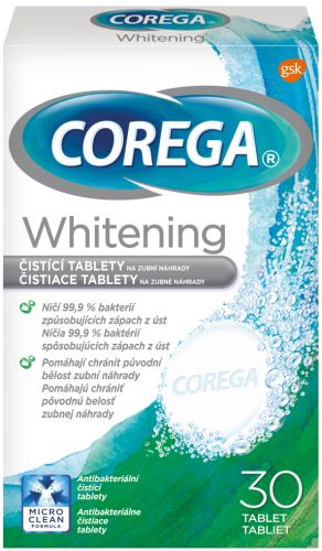 Corega Whitening tablete antibacteriene pentru proteze dentare