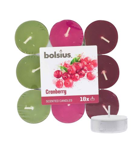 Bolsius Scented Tealights Cranberry 4h lumânare de ceai 18 buc
