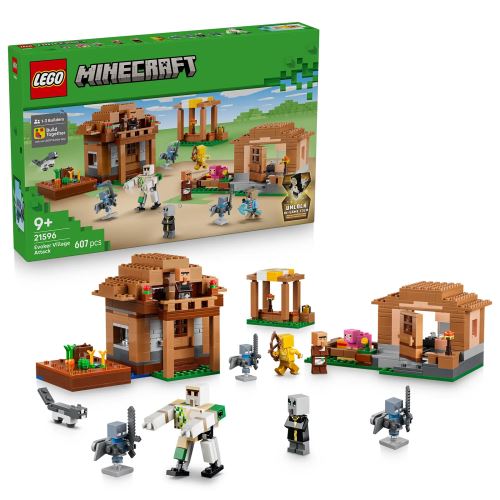Set de jucărie LEGO® Minecraft® Atacul Evocatorilor asupra satului 21596