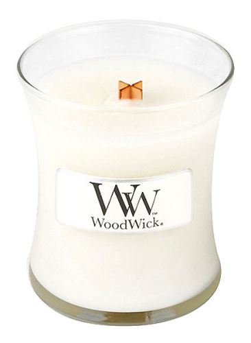 WoodWick Linen lumânare parfumată cu fitil de lemn 85 g