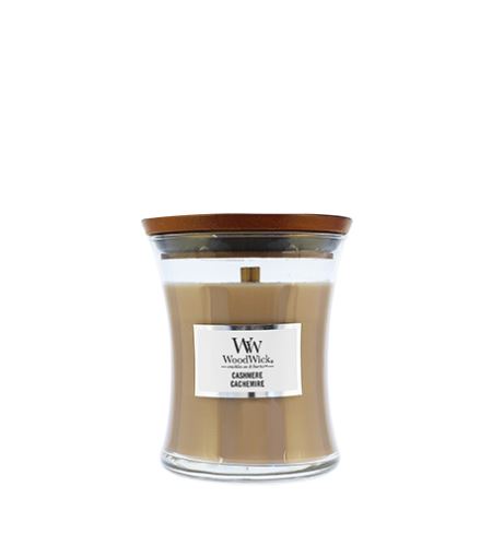 WoodWick Sklo malé/Cashmere lumânare parfumată cu fitil de lemn 85 g